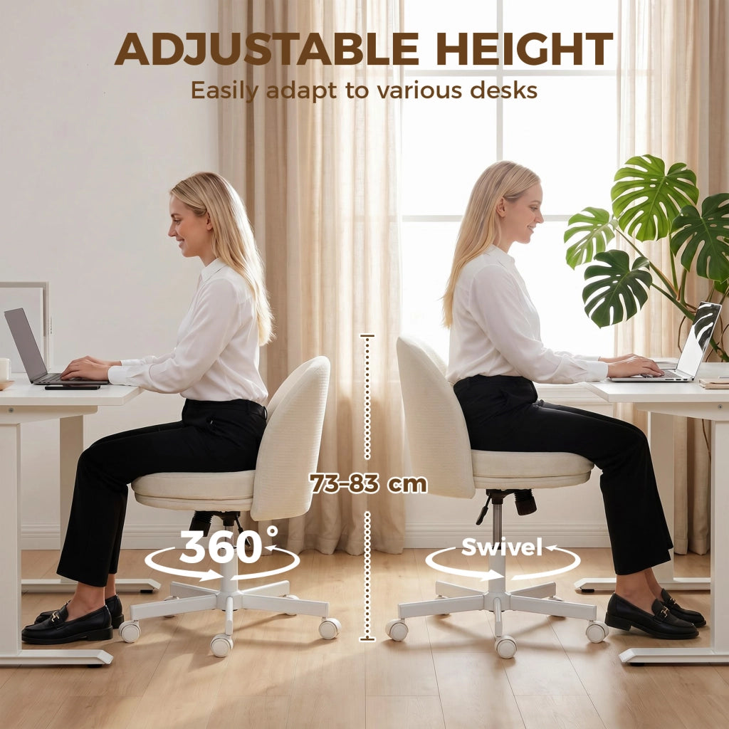 Sedia da ufficio ¨C Xylo ¨C regolabile in altezza, chenille crema, con basculante