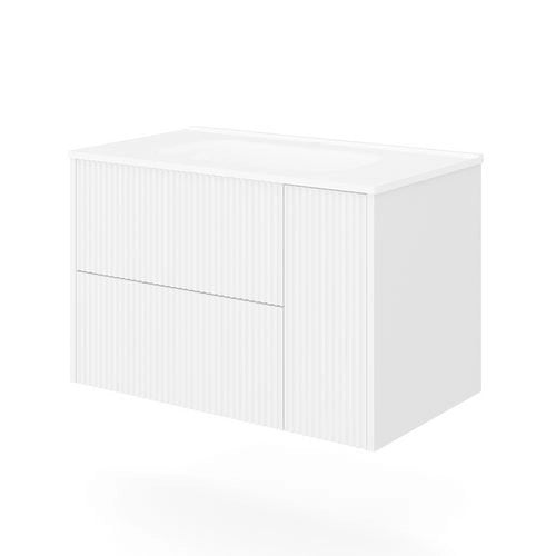 Base sospesa con cassetti cm 100 mod. TRIO CANNETTATO - Bianco Opaco