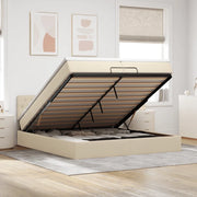 vidaXL Struttura Letto Pouf con Materasso Crema 200x200cm in Tessuto