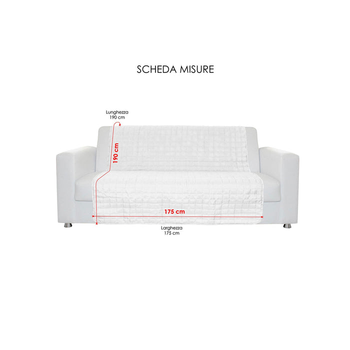 Copridivano a Fascia 3 Posti 175x190 cm in Microfibra Doubleface Blu Scuro/Grigio Chiaro