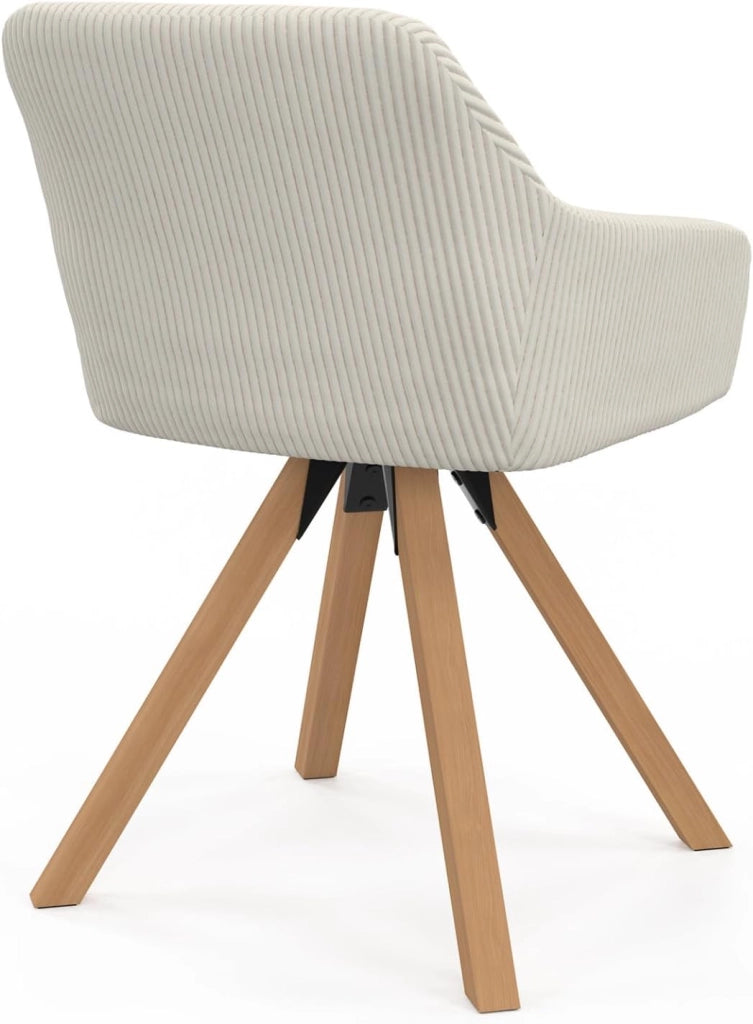 Set di 2 sedie da pranzo girevoli in velluto a coste beige JANY e poltrone da tavolo