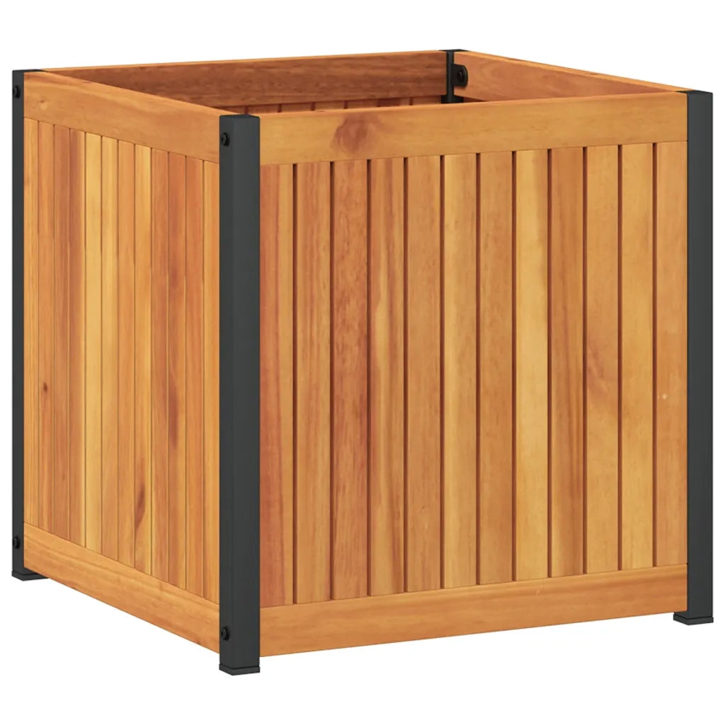 Fioriera da Giardino-Vaso da Esterno 45x45x44 cm in Legno Massello di Acacia