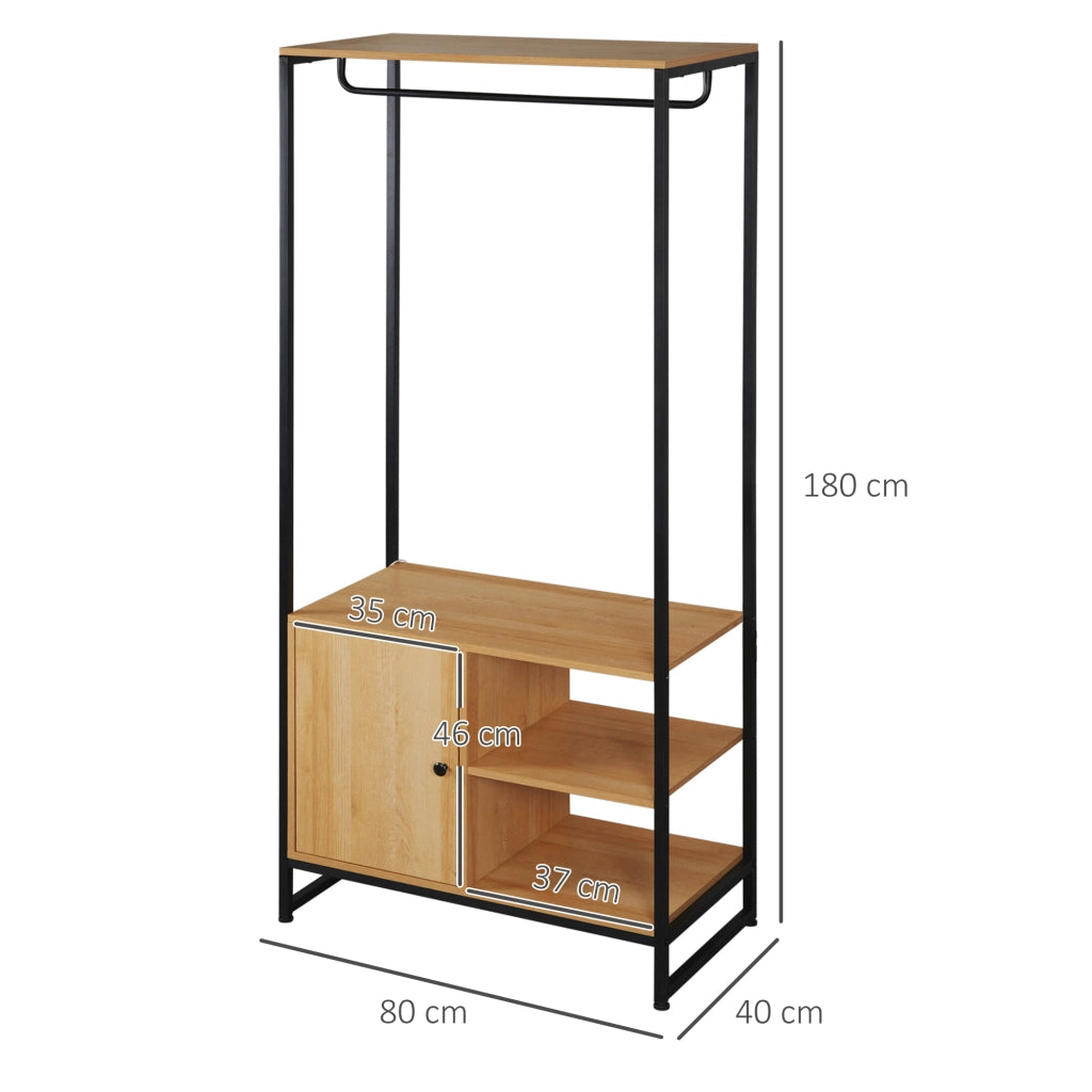 EasyComfort Appendiabiti in Acciaio e Legno Stile Industriale con Scarpiera e Ripiani, 80x40x180cm