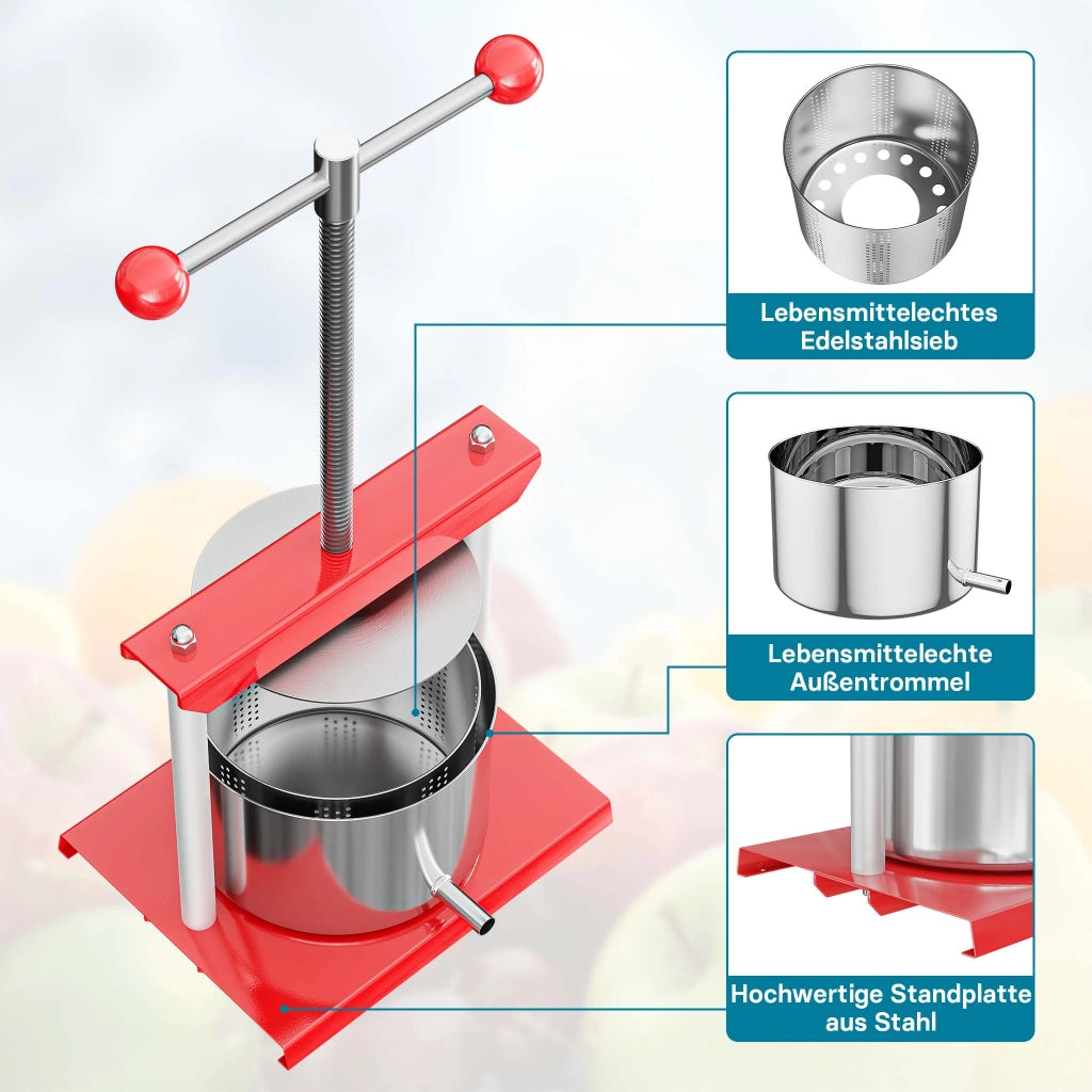 Torchietto per frutta in acciaio inox 3 litri Pressa manuale frutta