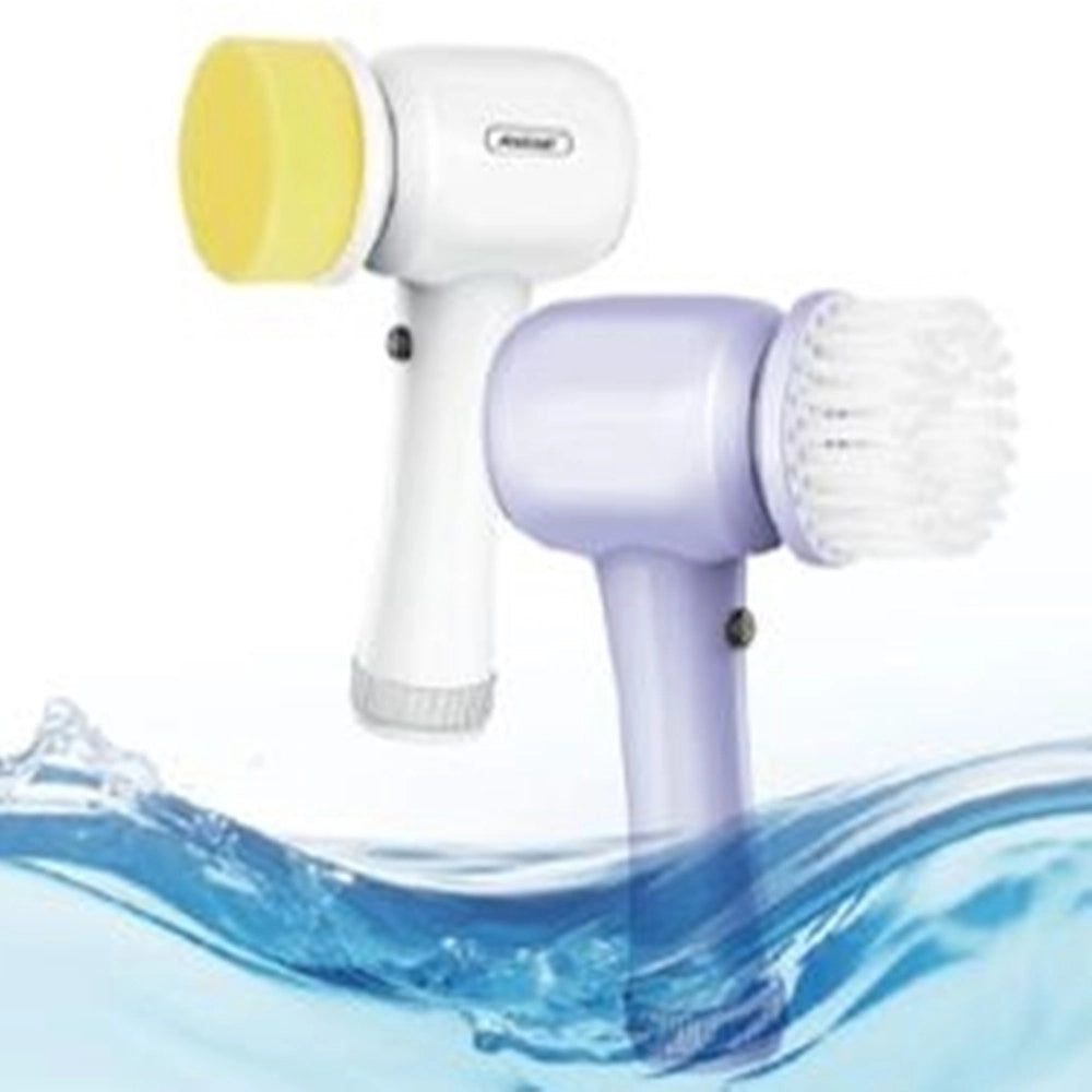 Trade Shop - Spazzola Rotante Elettrica Per Pulizia Multisuperficie Con 4 Testine Ergonomico Q-sz20 -