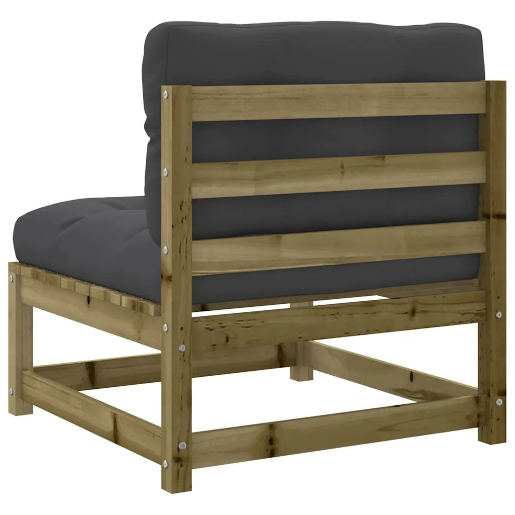 Divano da esterno-Divani Giardino Senza Braccioli con Cuscini 2pz Pino Impregnato 224256