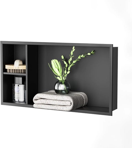 Doccia Integrata Resistente all'Umidità - Piastra Doccia - Acciaio Inossidabile - 60x30x10 cm - Nero - Stile 2 - Doccia in Pietra