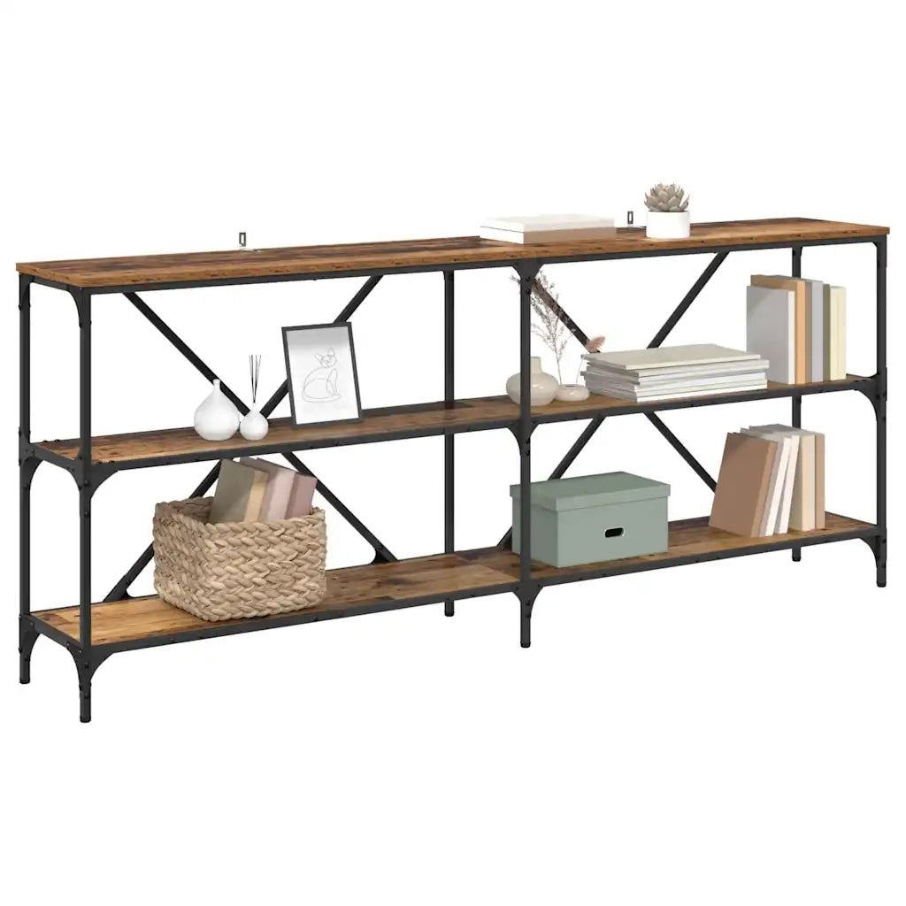 Tavolo consolle con lo scaffale Legno vecchio 180 x 30 x 75 cm 881905
