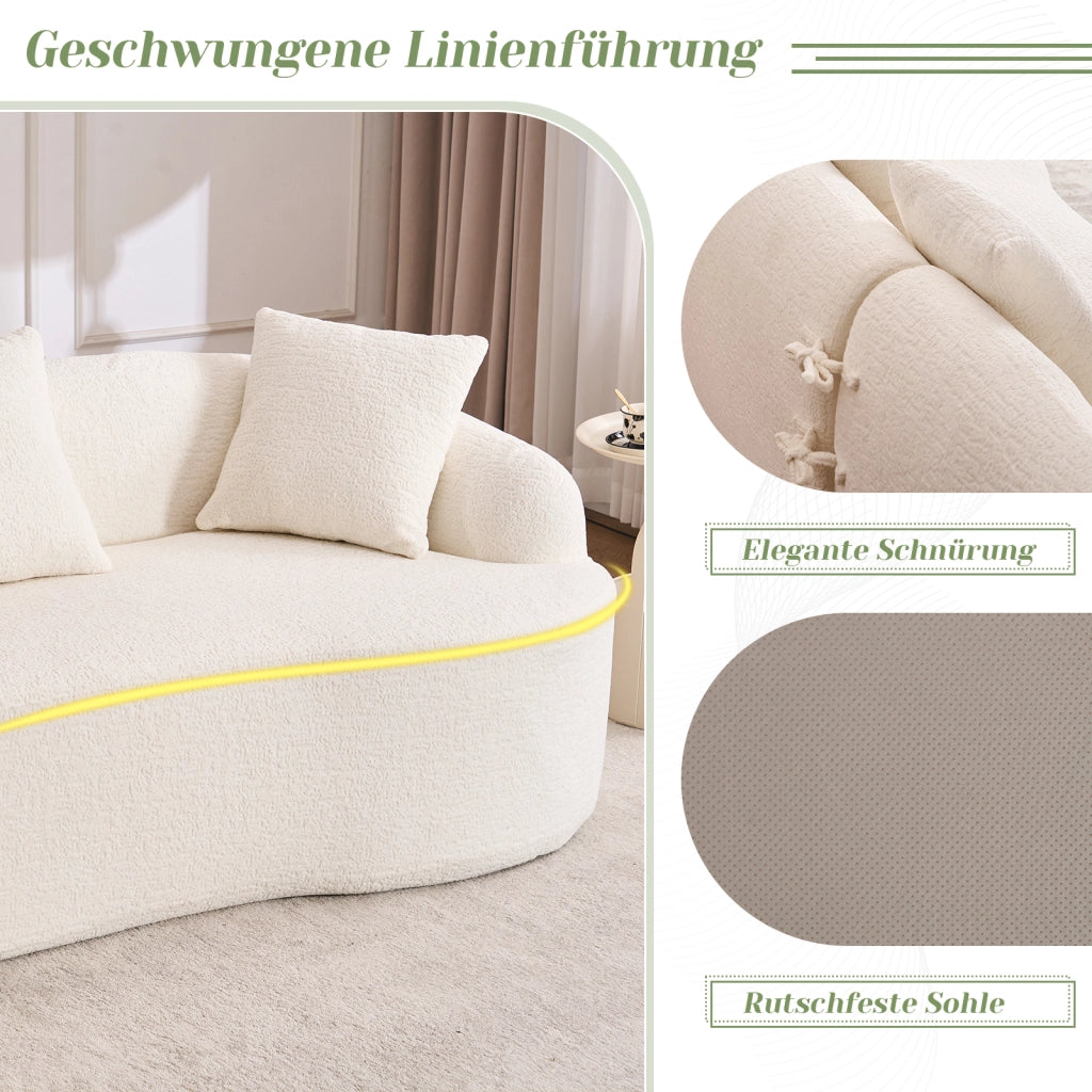 Divano angolare modulare con chaise longue sinistra e montaggio senza attrezzi in chenille bianco