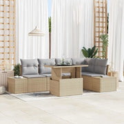 Set Divano da Giardino 6 pcs Beige Poly Rattan