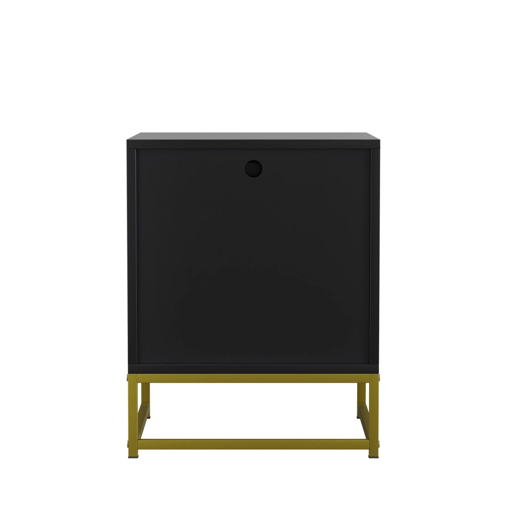 Comodino moderno in MDF con cassetto e ripiano aperto, 43x40x55 cm, colore nero