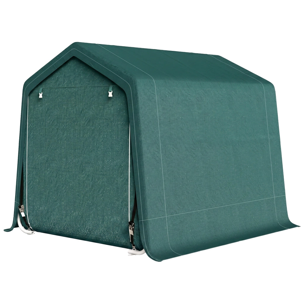 Garage Moto per Esterno 2.4x2 m, Tenda Garage per Attrezzi in Metallo e Tessuto PE, per Moto e Biciclette, Verde