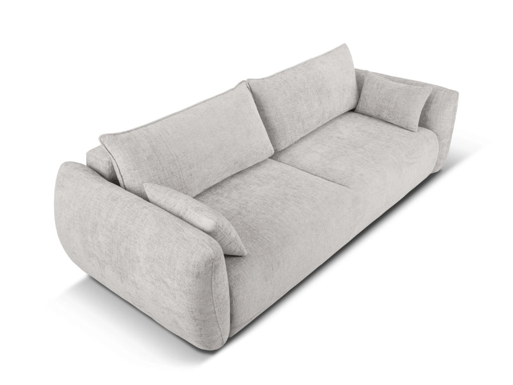 Cosmopolitan Design - Divano convertibile con contenitore "Matera" 3 posti in ciniglia grigio chiaro 