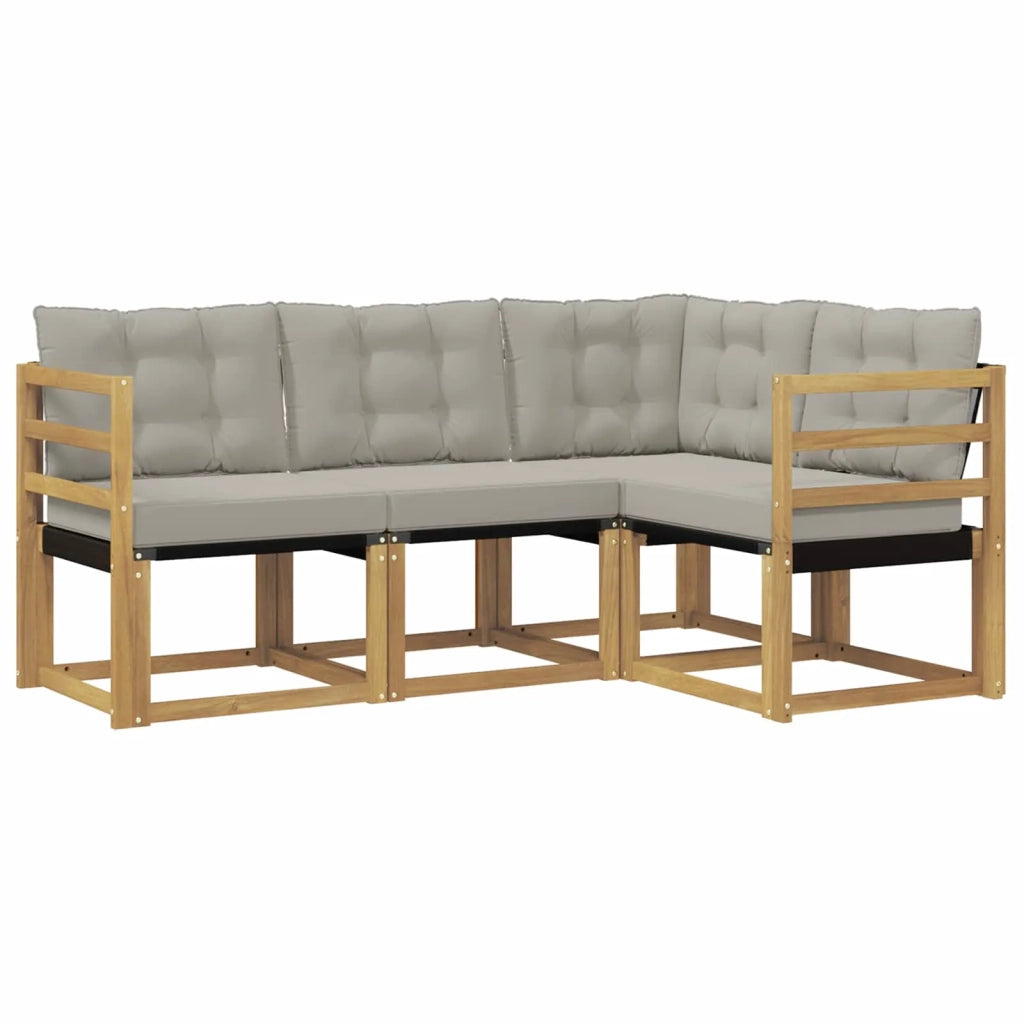 Set di divani da esterno 4 pcs Bianco e Grigio Chiaro