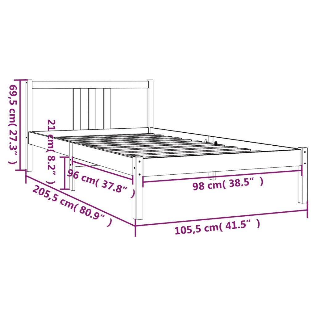 Giroletto senza Materasso Ambra in Legno Massello 100x200 cm