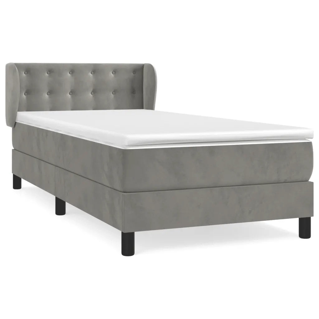 Giroletto a Molle con Materasso Grigio Chiaro 90x200 cm Velluto cod mxl 59384