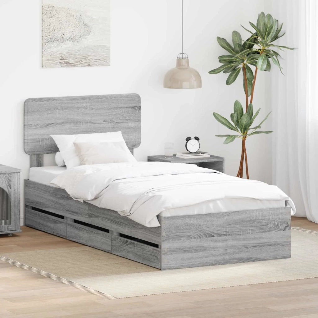 Struttura del letto con cassetto Sonoma grigia 90 x 200 cm 3412225