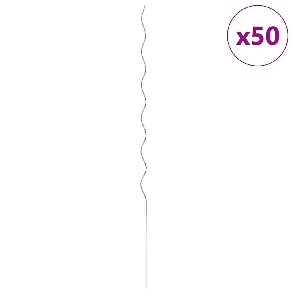 Confezione da 50 supporti a spirale per piante adatti per uso esterno 110 x 0,6 x 0,6 cm acciaio argentato 02_0058228