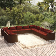 Set Divani da Giardino 11 pz con Cuscini in Polyrattan Marrone cod mxl 42246