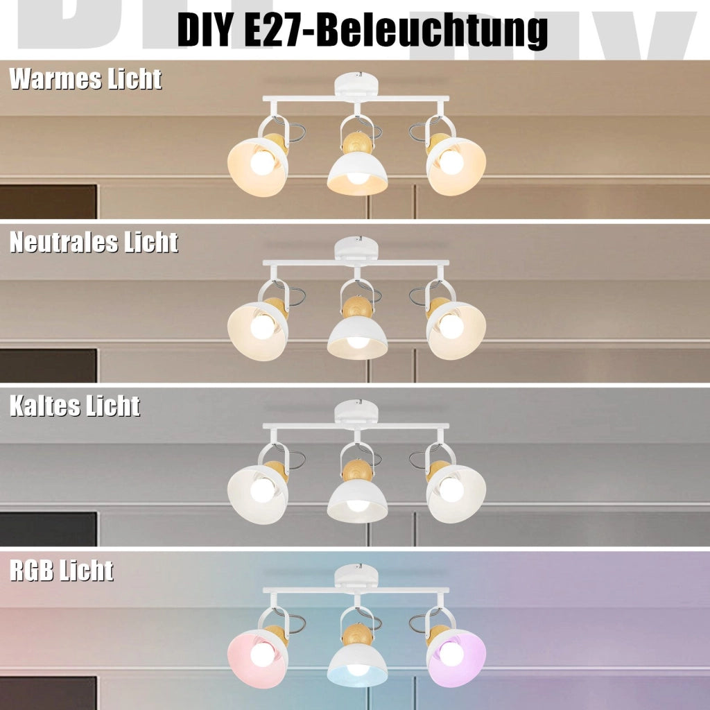 ZMH Faretto da soffitto a 3 luci orientabile a 350° Vintage Plafoniera Soggiorno