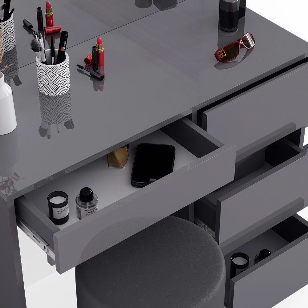 Vicco Tavolo da toeletta Antracite 40 cm con sgabello