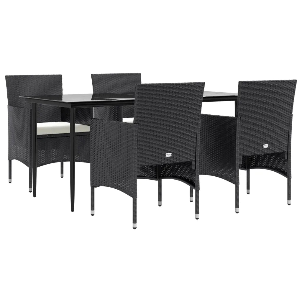 Set da Pranzo da Giardino 5 pz con Cuscini Nero cod mxl 40048