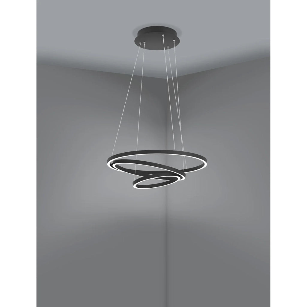 Lampadario A Sospensione Moderno Lobinero-Z Alluminio Nero 1 Luce Led 43,2W