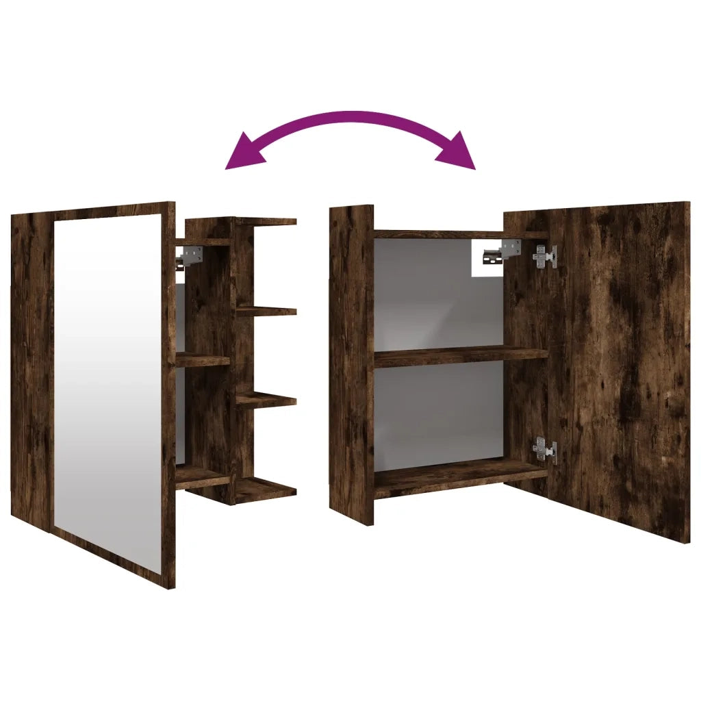 Mobile da Bagno con Specchio-Armadietto a Specchio da Bagno Rovere Fumo 62,5x20,5x64 cm Legno