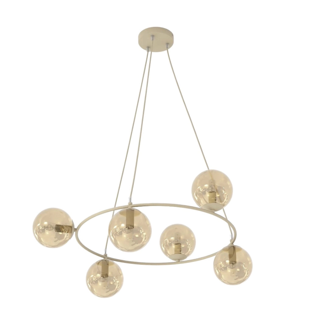 Lampada a sospensione AZURA 6xE14 vetro beige Emibig