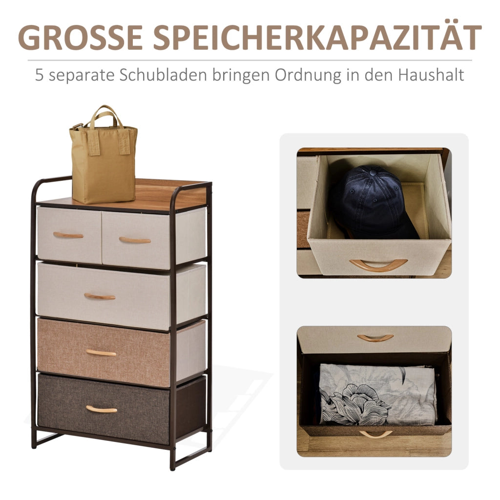 Cassettiera con 5 cassetti in tessuto pieghevoli ¨C zephmum ¨C 58x29x99 cm