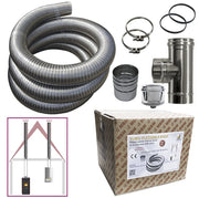 Kit tubo acciaio inox 316 flessibile 10 mt diametro 80 mm interno liscio a norma CE EN 1856 2 canna fumaria