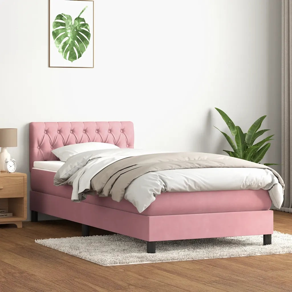 Letto a Molle con Materasso e LED Rosa 90x220 cm Velluto 3317204