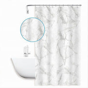 Trade Shop - Tenda Doccia Vasca Bagno Impermeabile Marmo Bianco 240x200cm Con 12 Anelli 87594 -