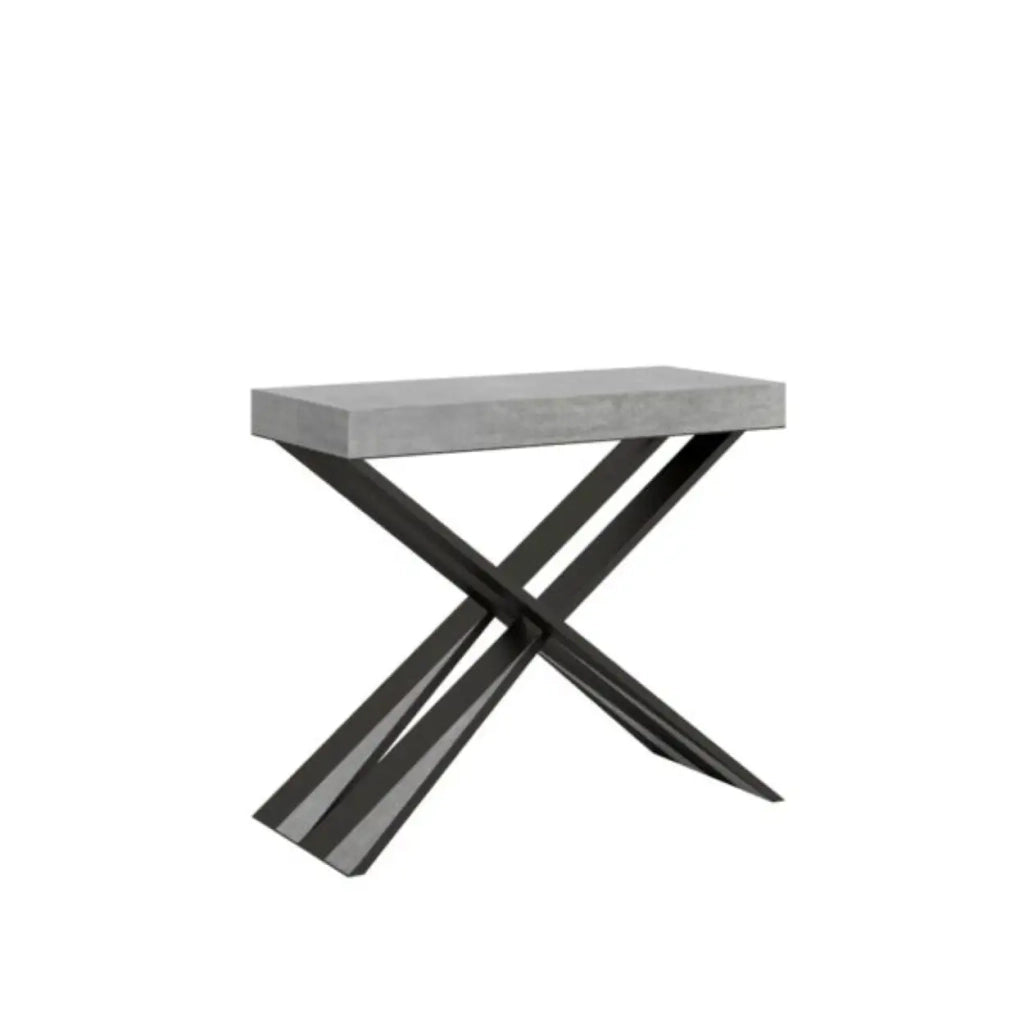 Consolle allungabile 90x40/300 cm Diago cemento gambe antracite