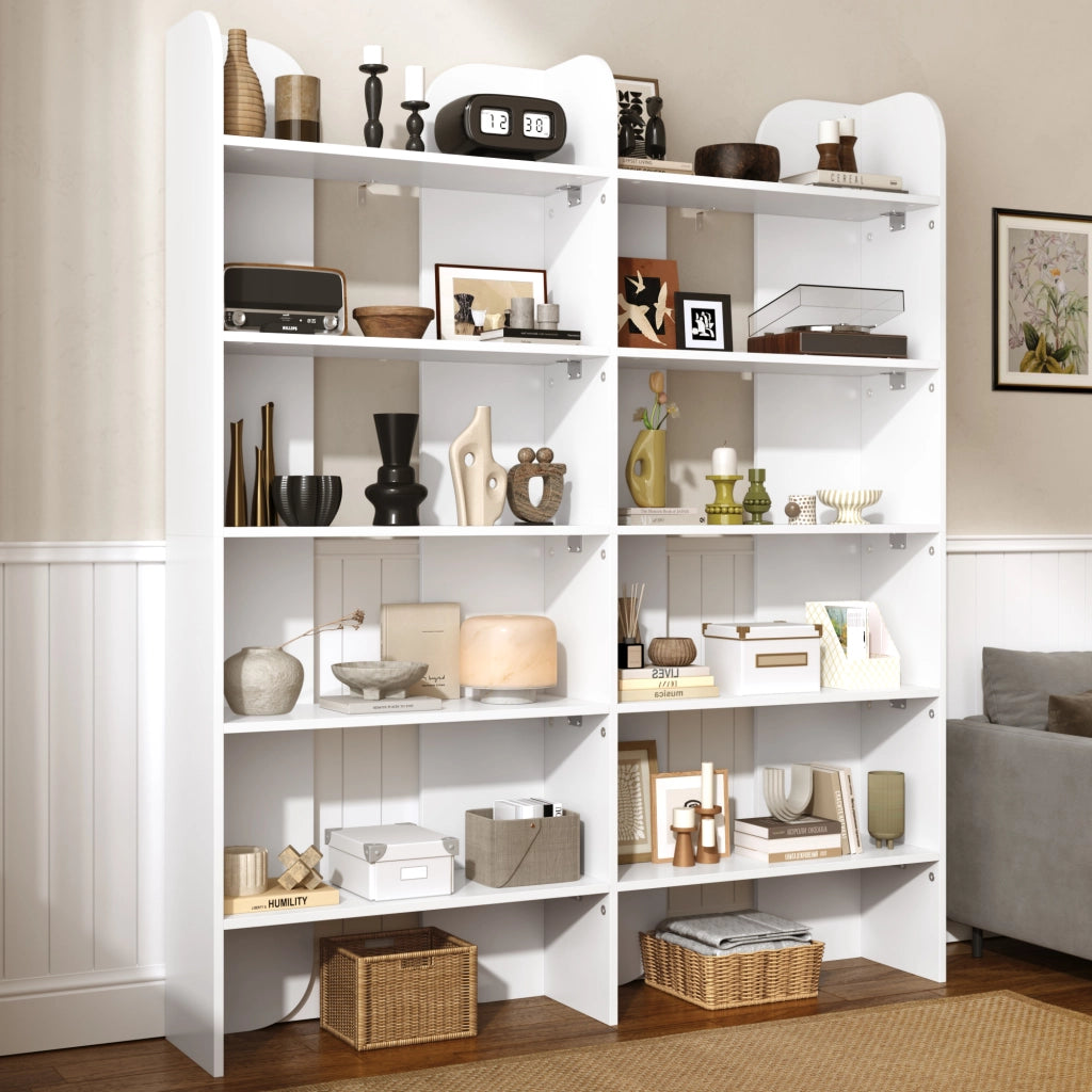 Libreria con 5 ripiani e vani centrali - per soggiorno - in truciolare - 135×25×160 cm - bianco