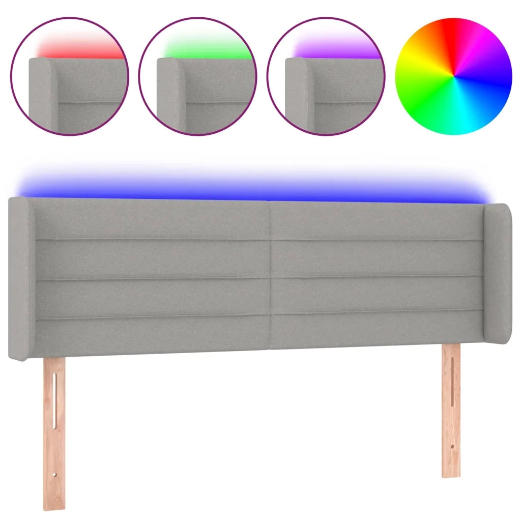 Testiera-Testata Decorativa Grigio Chiaro a LED 147x16x78/88 cm in Tessuto 472246