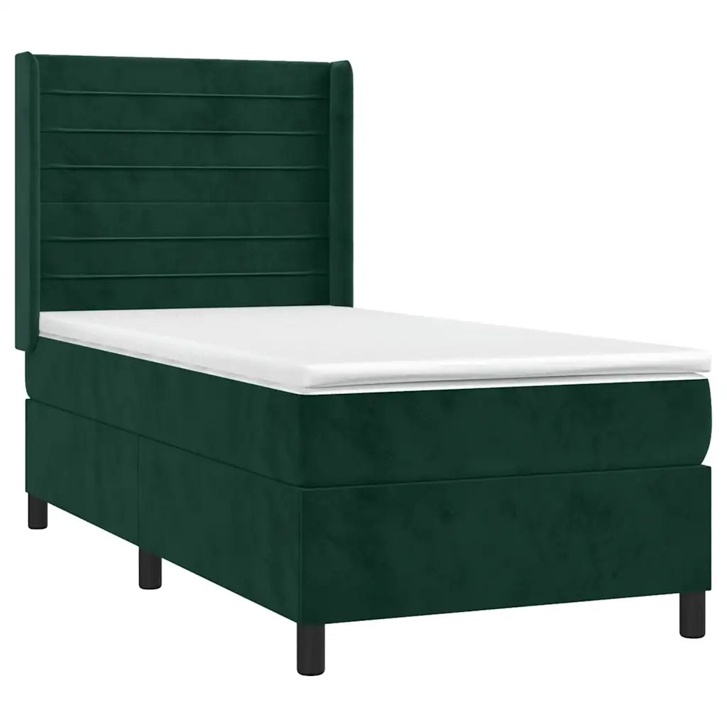 Giroletto a Molle con Materasso Verde Scuro 90x190 cm Velluto 3132714