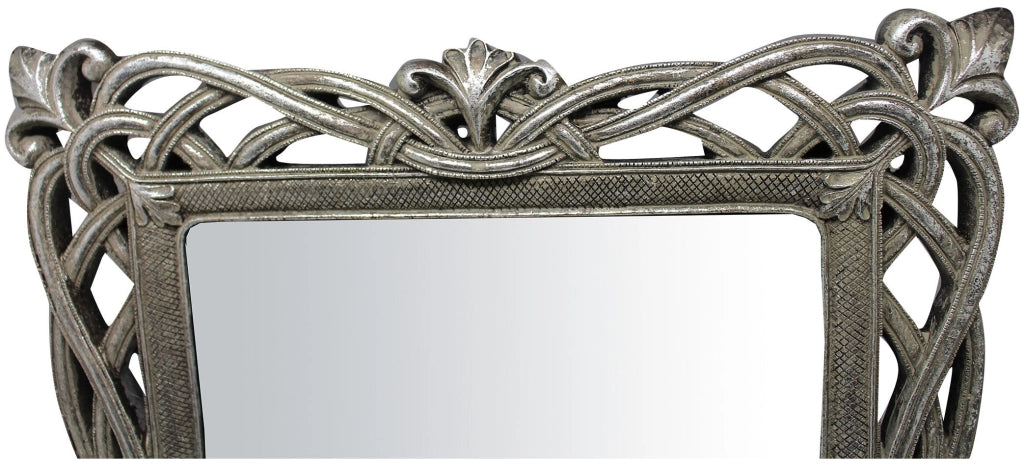 Biscottini Specchiera verticale/orizzontale da appoggio e da appendere L31xPR2xH36 cm finitura argento anticato.