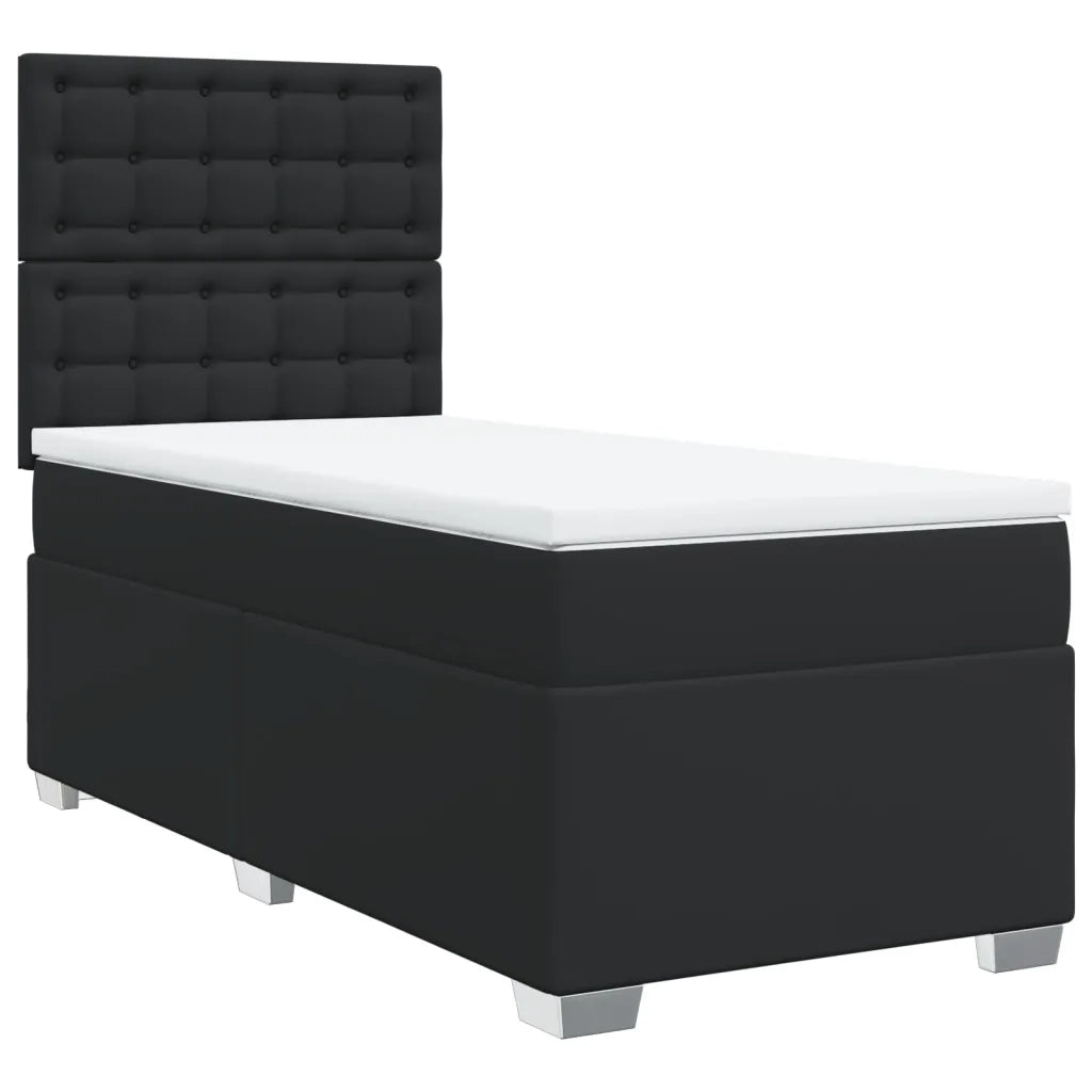 Giroletto a Molle con Materasso Nero 90x190 cm in Similpelle