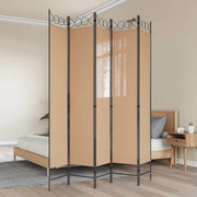 Divisorio Ambienti | Divider per stanze | Paravento a 5 Pannelli Beige 200 x 220 cm Tessuto