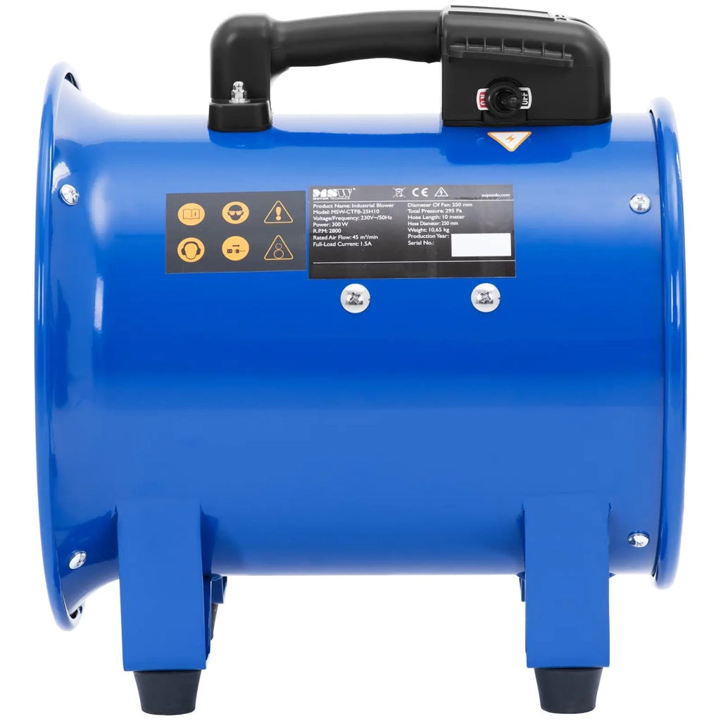 Ventilatore industriale professionale 2700 m³/h diametro 280 mm tubo 10 m blu 14_0010202