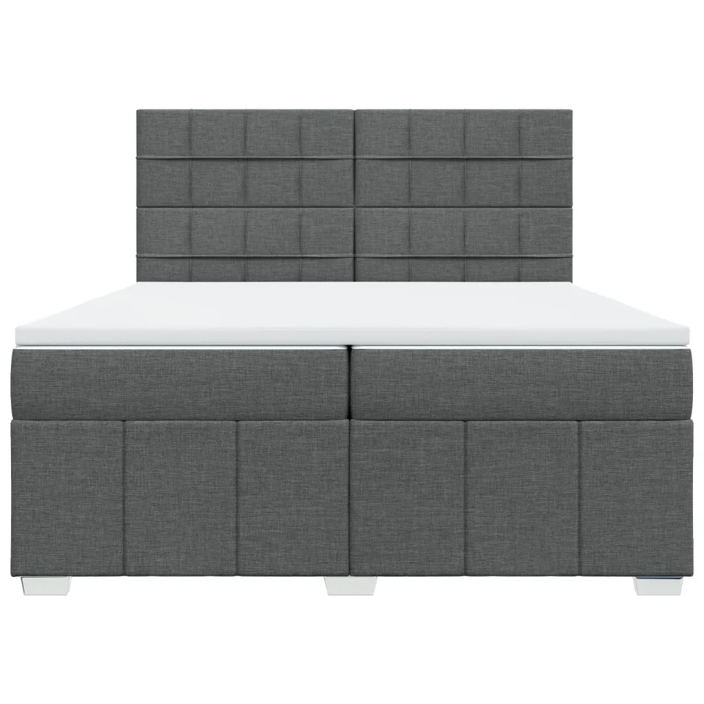 Giroletto a Molle con Materasso Grigio Scuro 200x200 cm Tessuto