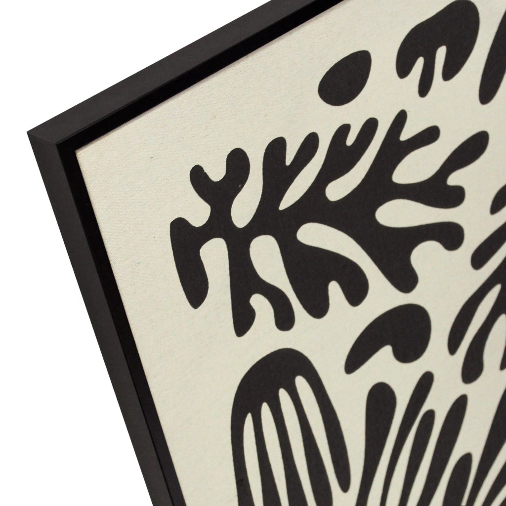 Quadro Hispanohogar in lino con stampa 3D astratto beige e nero 72x52x4