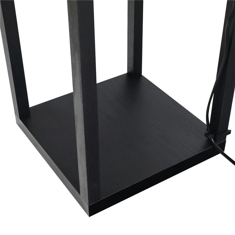 LAMPADA DA TERRA CON 3 MENSOLE 2 PORTE UBS PARALUME 39 CM 26 X 26 X 160 CM NERO