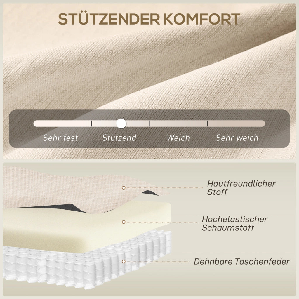 Divano 2 Posti Tessuto Trapuntato ¨C Zephmum ¨C Beige 90x90x90
