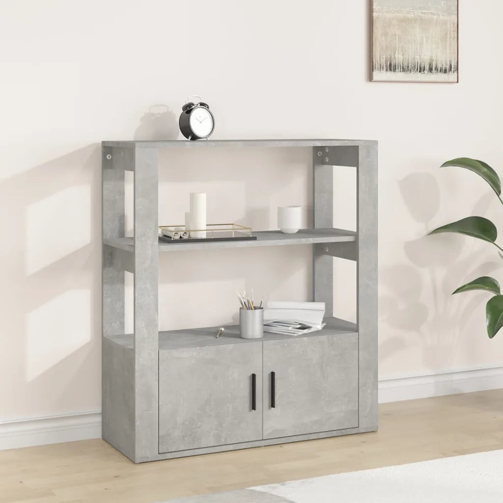 Credenza | Madia | Buffet da pranzo | Armadio da pranzo Grigio Cemento 80x30x90 cm in Legno Multistrato