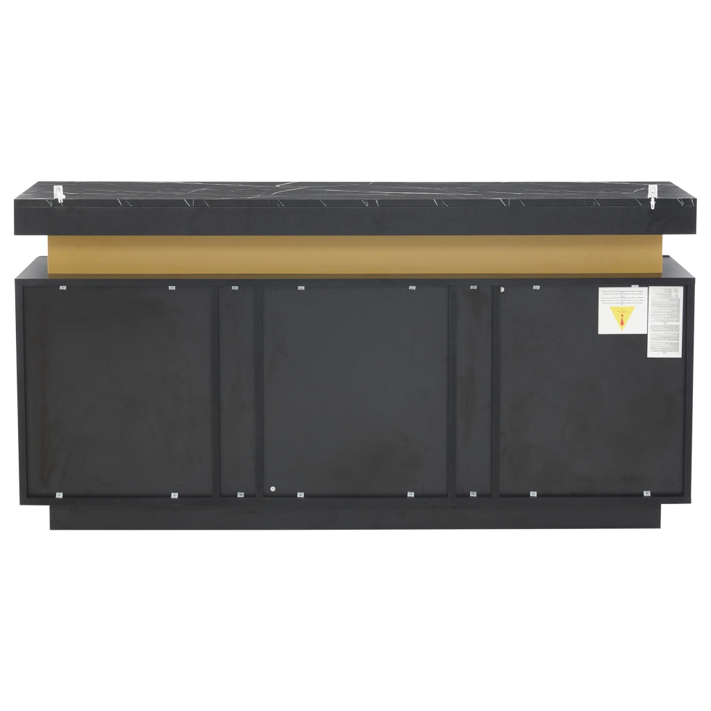 Credenza moderna nera 140x38x70 cm con 3 ante, 6 vani e ripiani regolabili