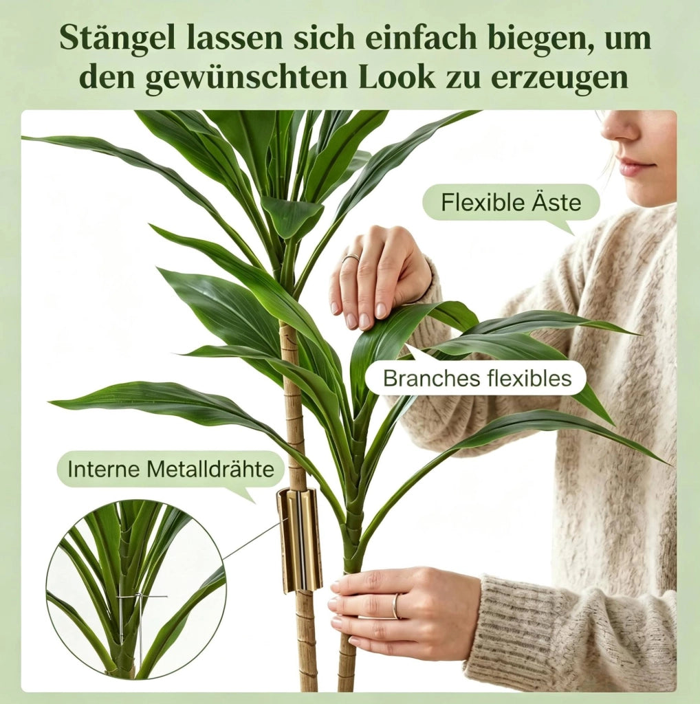 PIANTA ARTIFICIALE Cordyline 90 cm Verde con vaso  13 cm