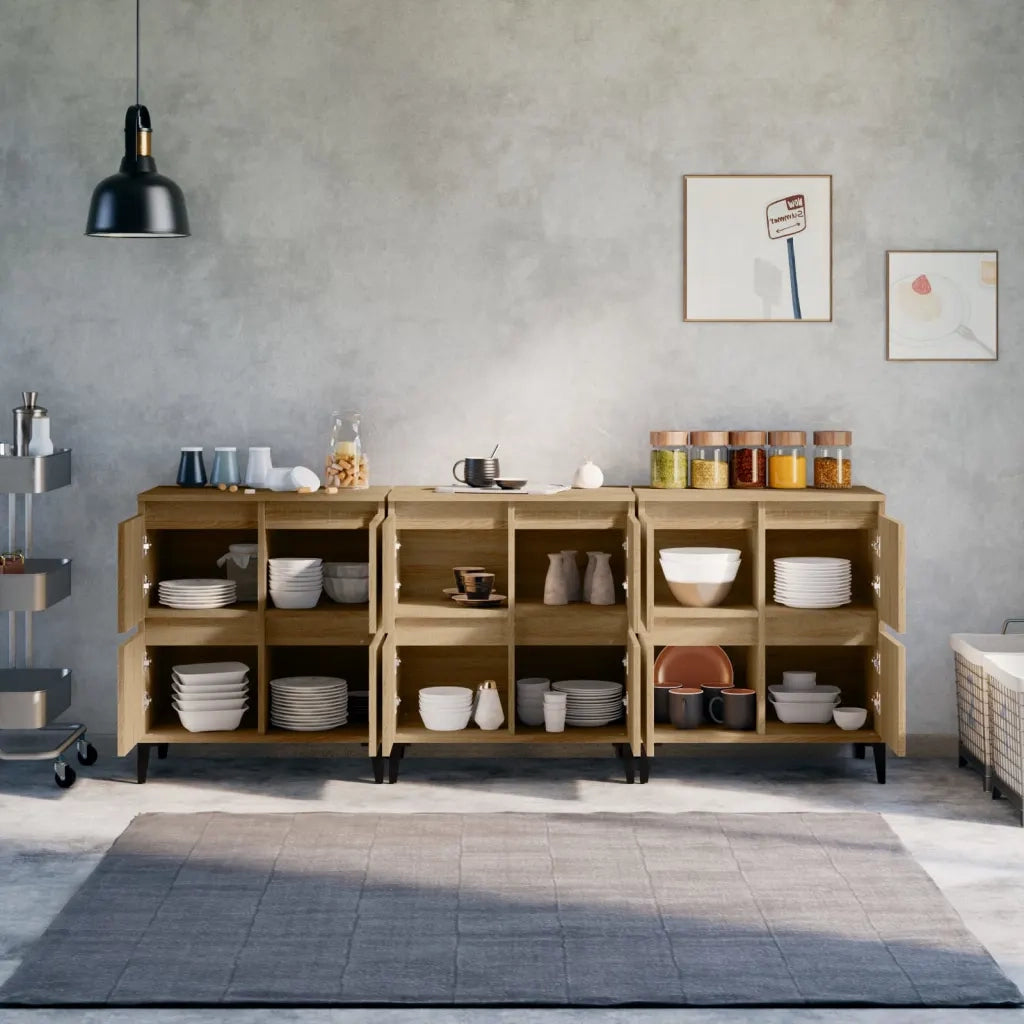 Credenze 3pz | Madia | Buffet da pranzo | Armadio da pranzo Rovere Sonoma 60x35x70 cm in Legno Multistrato