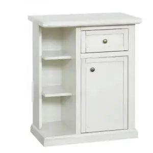 Mobiletto entratina in legno Shabby chic bianco anticato con alette